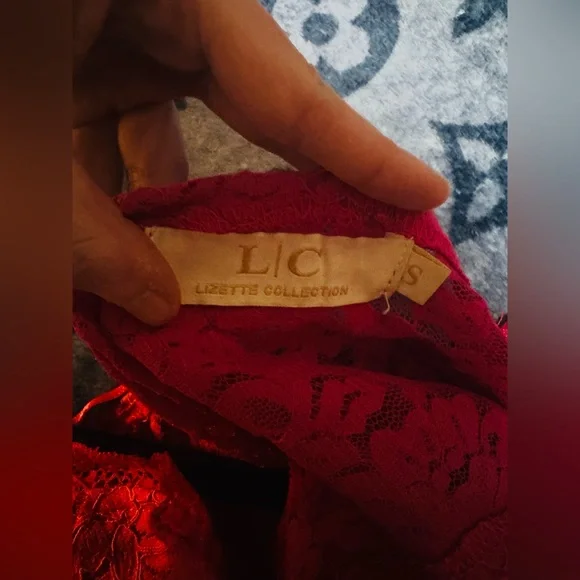 👑 LIKE NEW SIZE SMALL Vibrant Pink Lace Crop Top - Picture 4 of 12